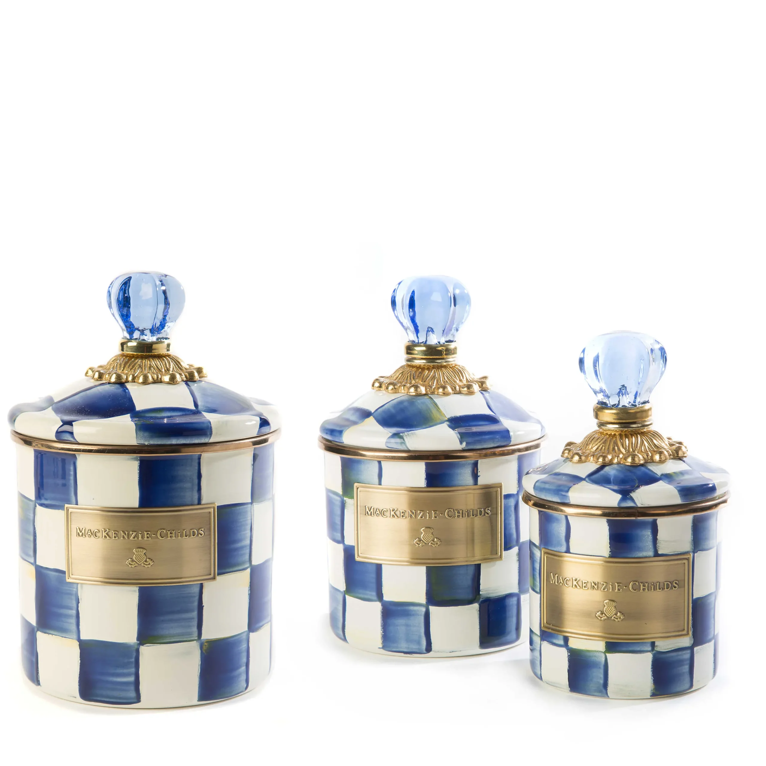 MacKenzie-Childs Kitchen & Dining Sets|Kitchen Storage & Organization<Royal Check Little Canisters, Set of 3