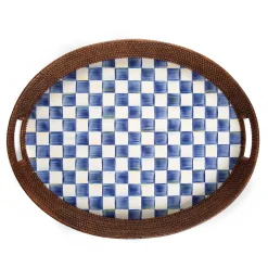 MacKenzie-Childs Bar Entertaining|Serveware<Royal Check Rattan  Enamel Party Serving Tray