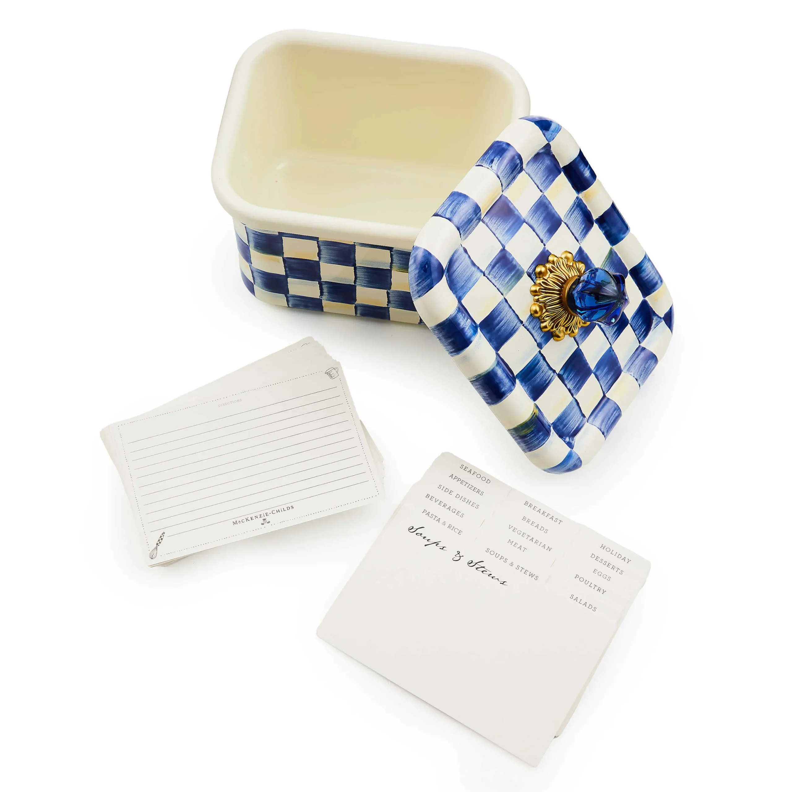 MacKenzie-Childs Kitchen Storage & Organization<Royal Check Recipe Box