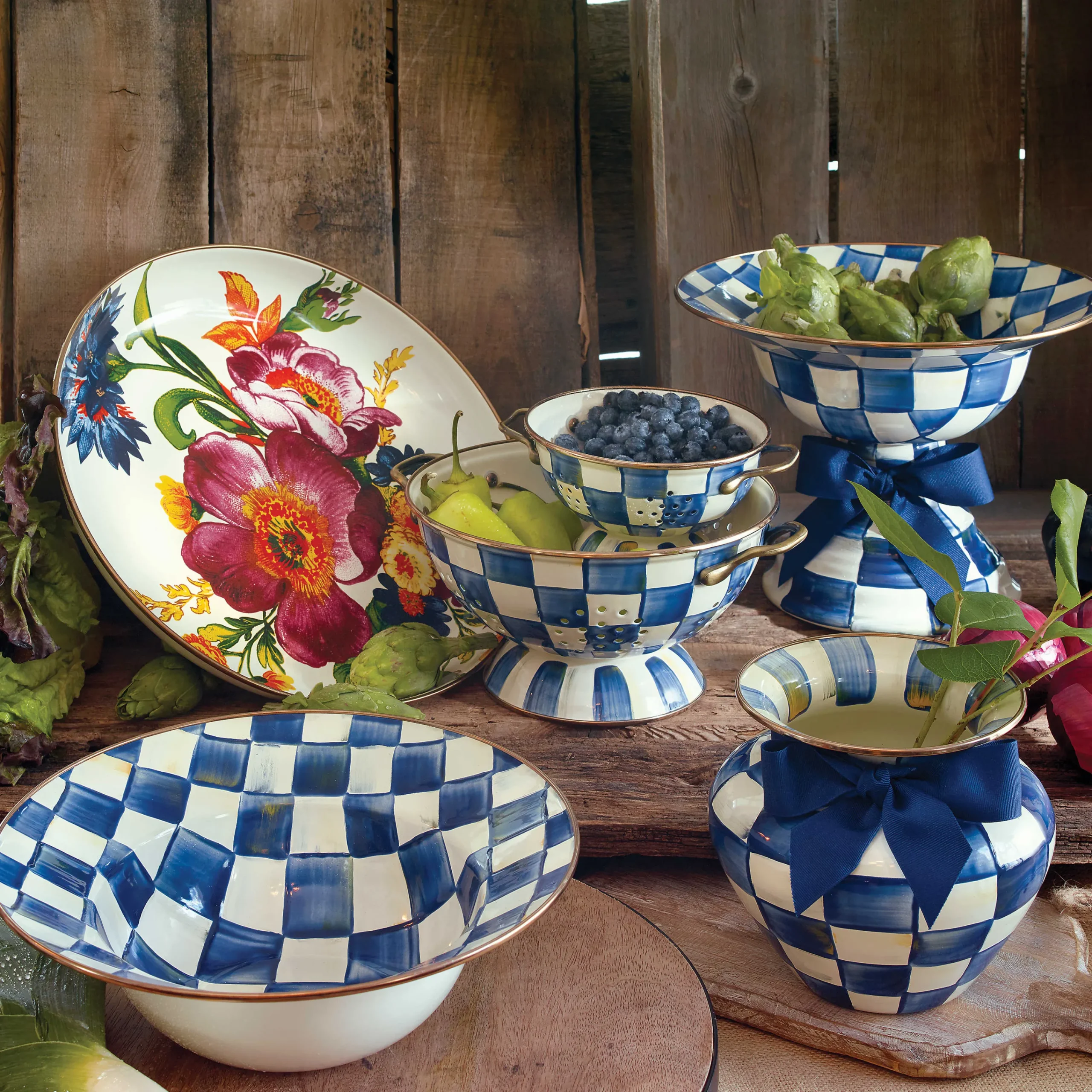 MacKenzie-Childs Serveware<Royal Check Serving Bowl