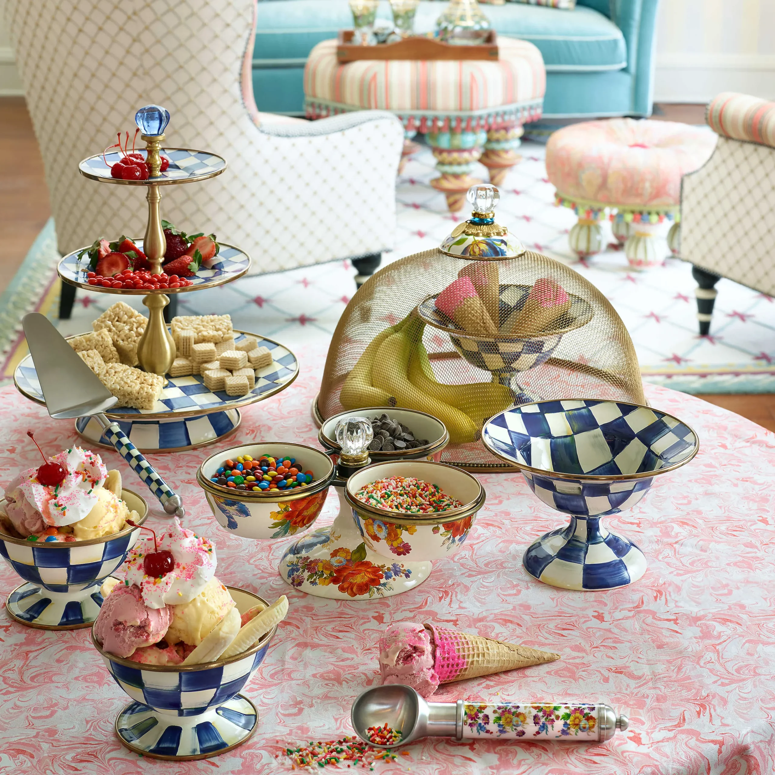 MacKenzie-Childs Serveware<Royal Check Small Compote