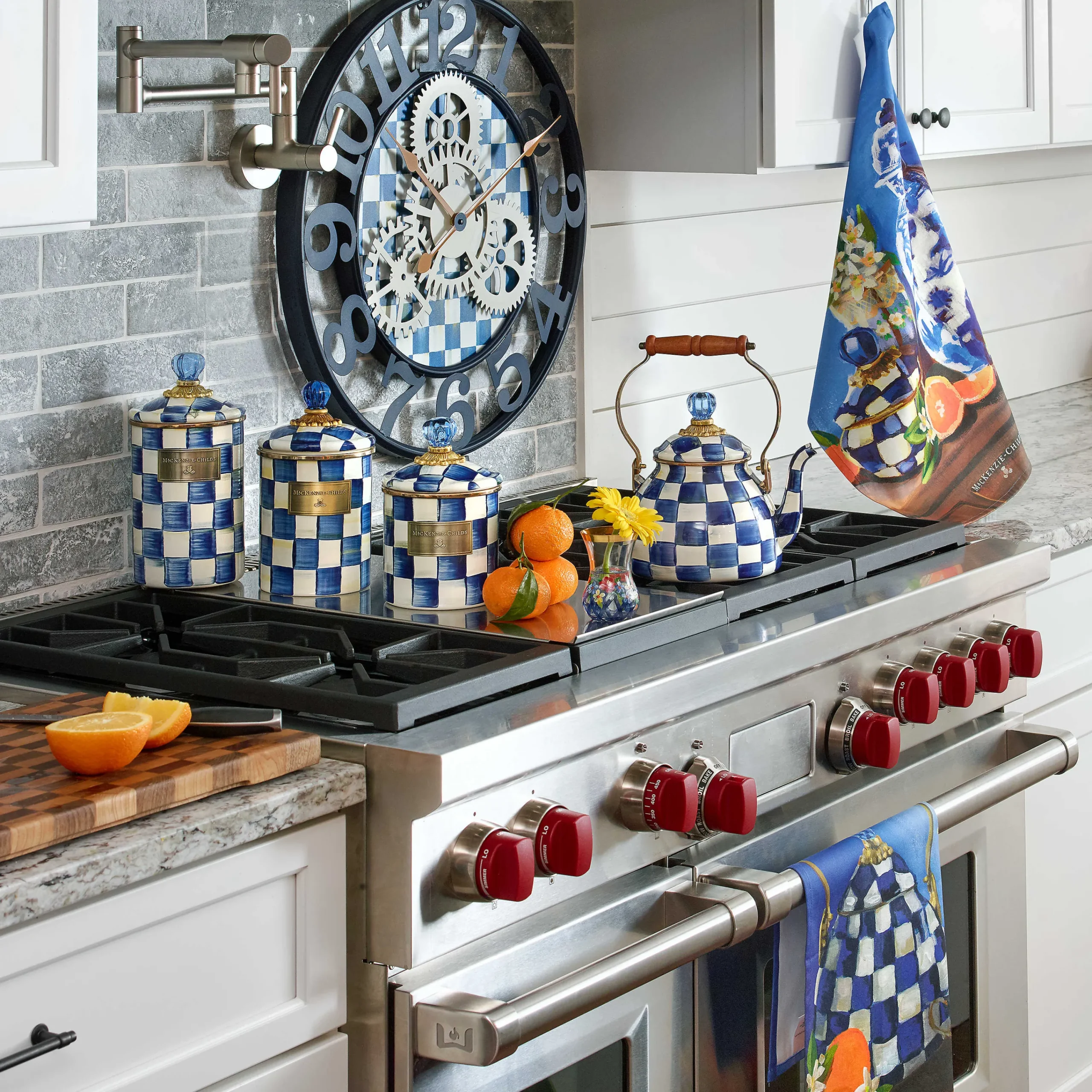 MacKenzie-Childs Room Accents<Royal Check Small Farmhouse Wall Clock