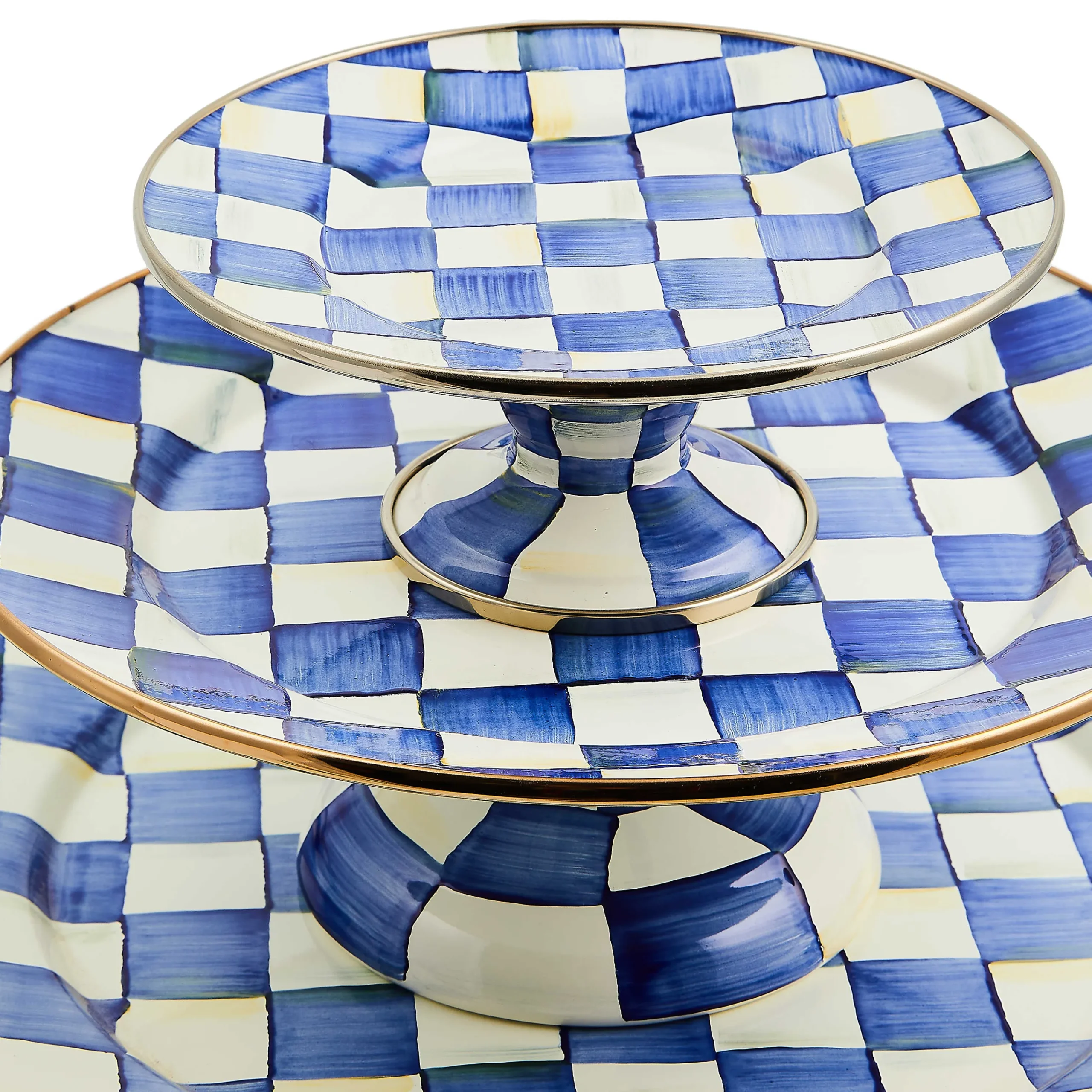 MacKenzie-Childs Serveware<Royal Check Small Pedestal Platter