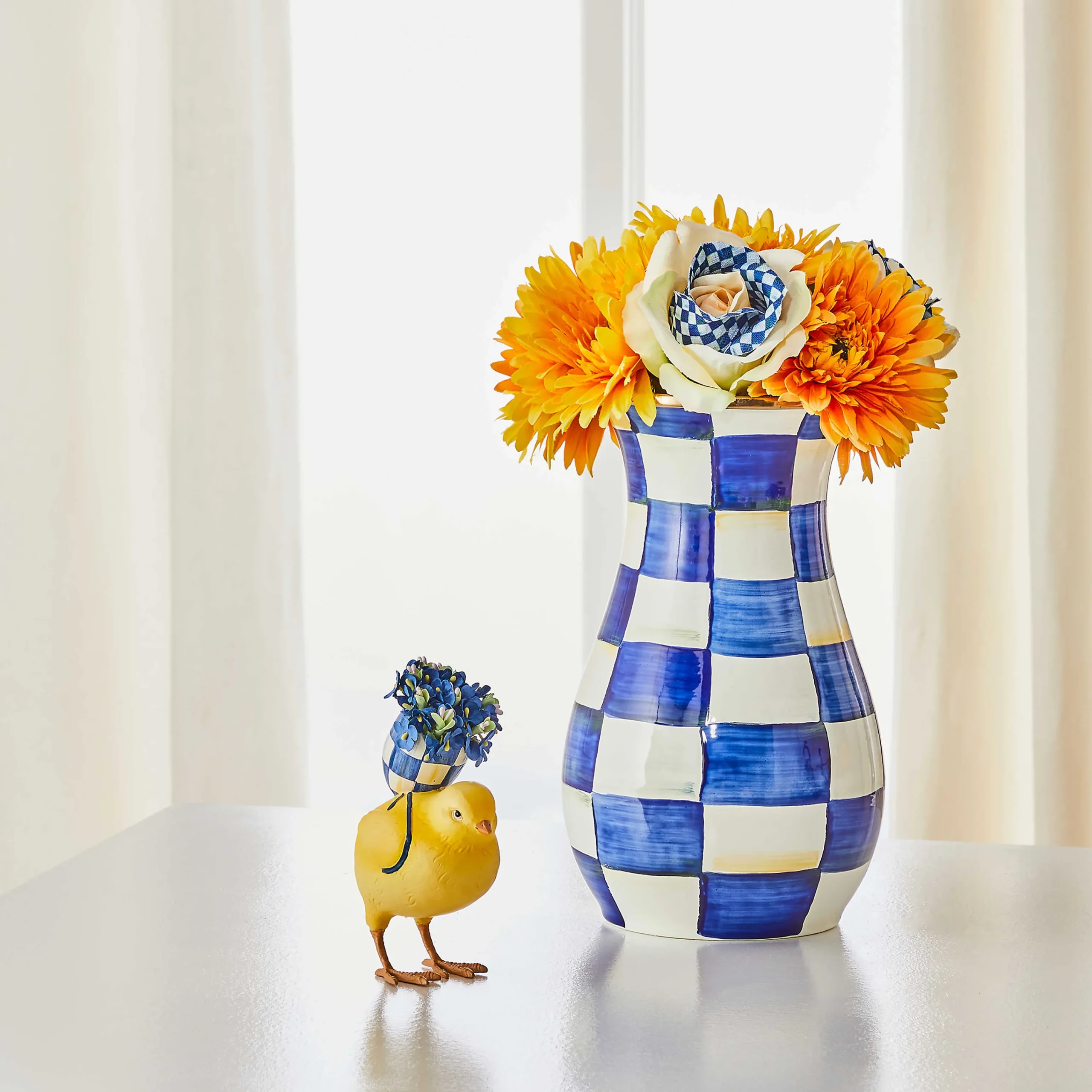 MacKenzie-Childs Spring|Greenery & Florals<Royal Check Tall Vase  Bouquet Set