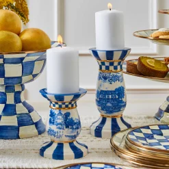 MacKenzie-Childs Room Accents|Table Accessories<Royal Toile Short Pillar Candle Holder