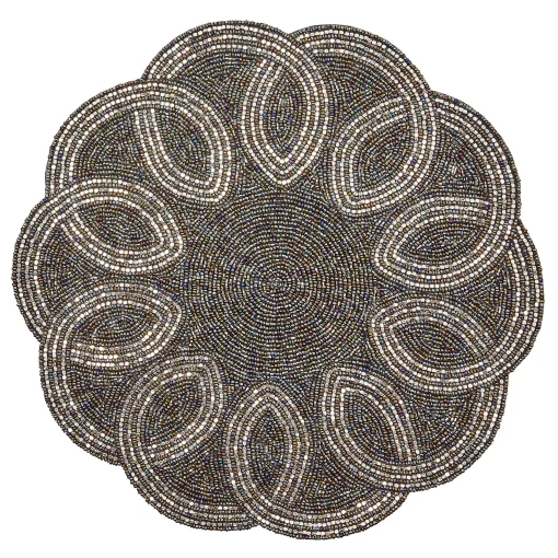 MacKenzie-Childs Table Accessories<Scalloped Black  Silver Beaded Placemat