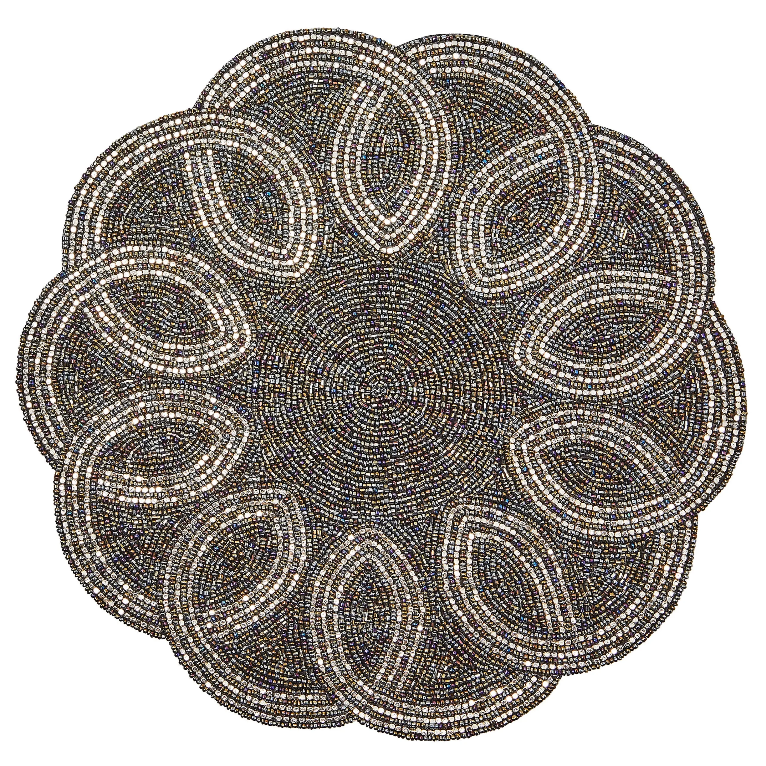 MacKenzie-Childs Table Accessories<Scalloped Black  Silver Beaded Placemat