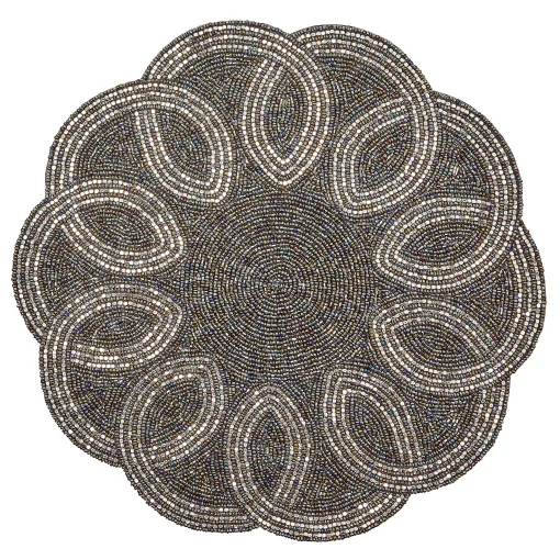 MacKenzie-Childs Table Accessories<Scalloped Black  Silver Beaded Placemat