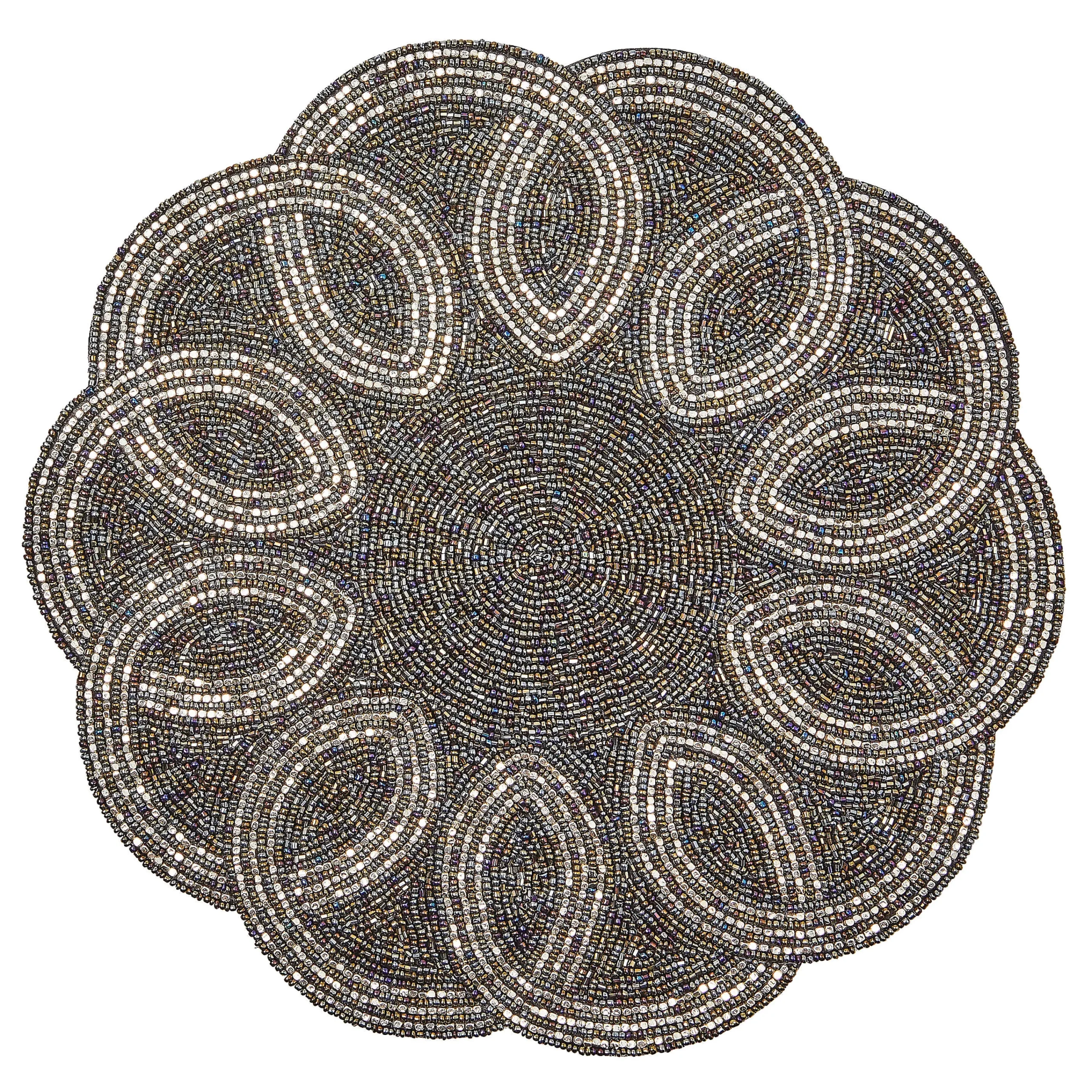 MacKenzie-Childs Table Accessories<Scalloped Black  Silver Beaded Placemat