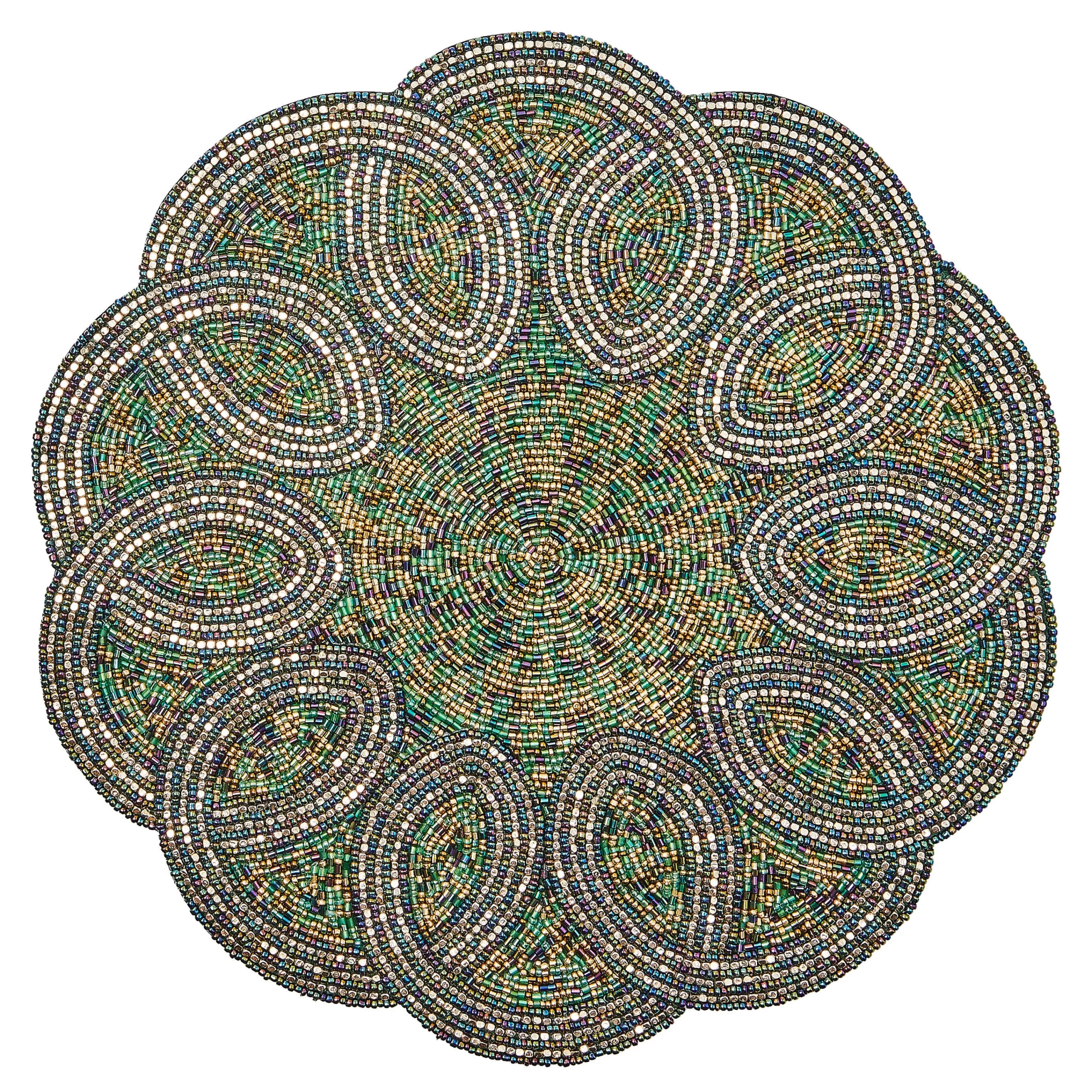 MacKenzie-Childs Table Accessories<Scalloped Emerald Beaded Placemat