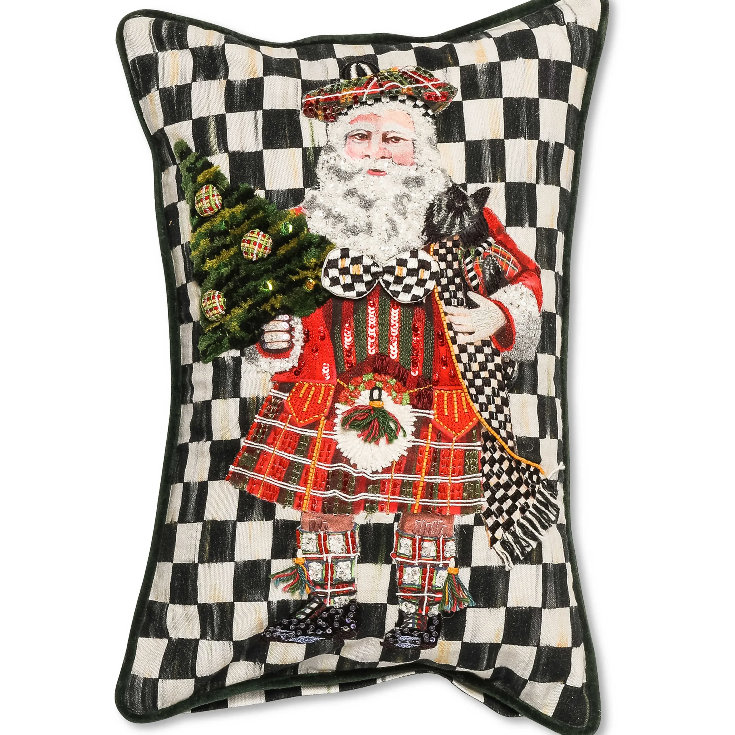 MacKenzie-Childs Holiday|Pillows, Throws, & Cushions<Scottish Santa Vertical Lumbar Pillow