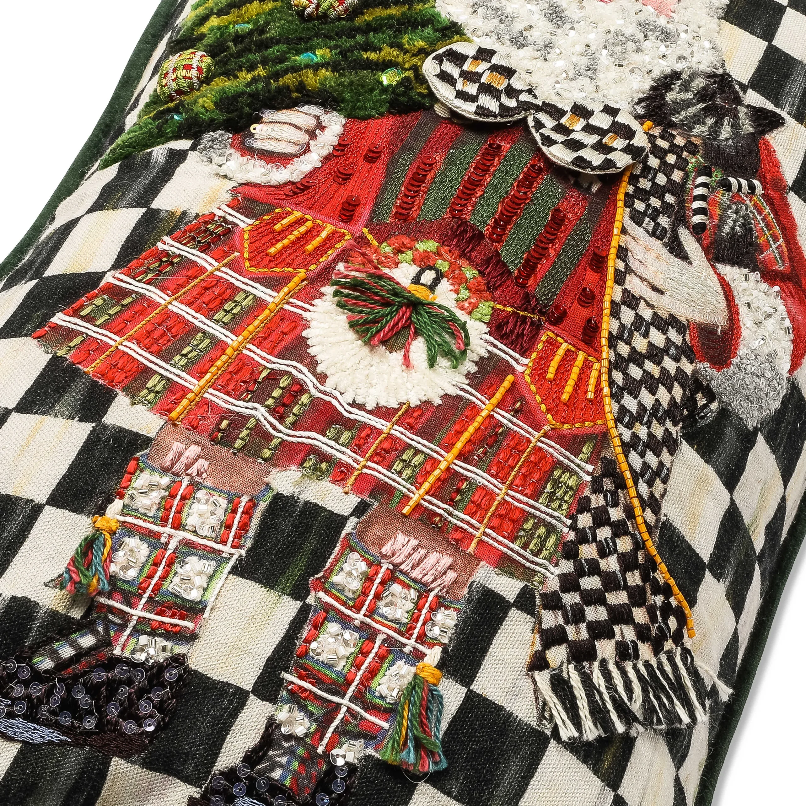 MacKenzie-Childs Holiday|Pillows, Throws, & Cushions<Scottish Santa Vertical Lumbar Pillow