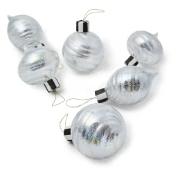 MacKenzie-Childs Holiday<Silver Mercury Glass Assorted Ornaments, Set of 6