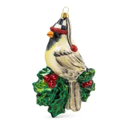 MacKenzie-Childs Holiday<Snow Cardinal Glass Ornament