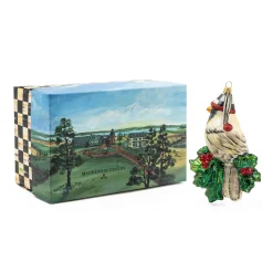 MacKenzie-Childs Holiday<Snow Cardinal Glass Ornament