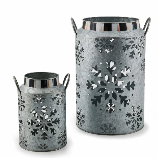 MacKenzie-Childs Outdoor<Snowflake Small Galvanized Metal Lantern