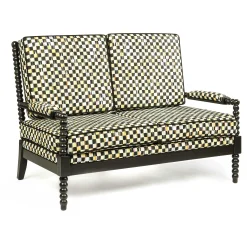 MacKenzie-Childs Outdoor|Spring<Spindle Check Outdoor Loveseat