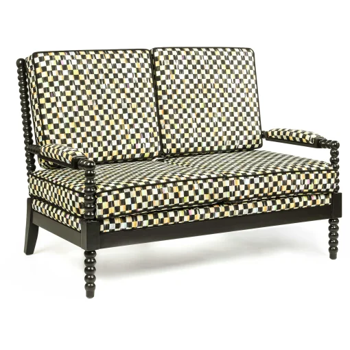 MacKenzie-Childs Outdoor|Spring<Spindle Check Outdoor Loveseat