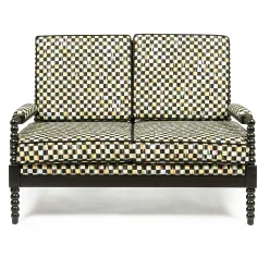 MacKenzie-Childs Outdoor|Spring<Spindle Check Outdoor Loveseat