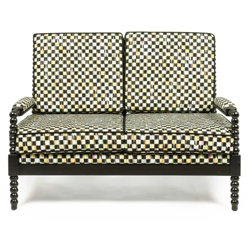MacKenzie-Childs Outdoor|Spring<Spindle Check Outdoor Loveseat