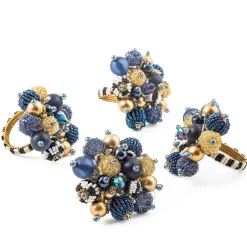 MacKenzie-Childs Holiday|Kitchen & Dining Sets<Starry Night Beaded Napkin Rings, Set of 4