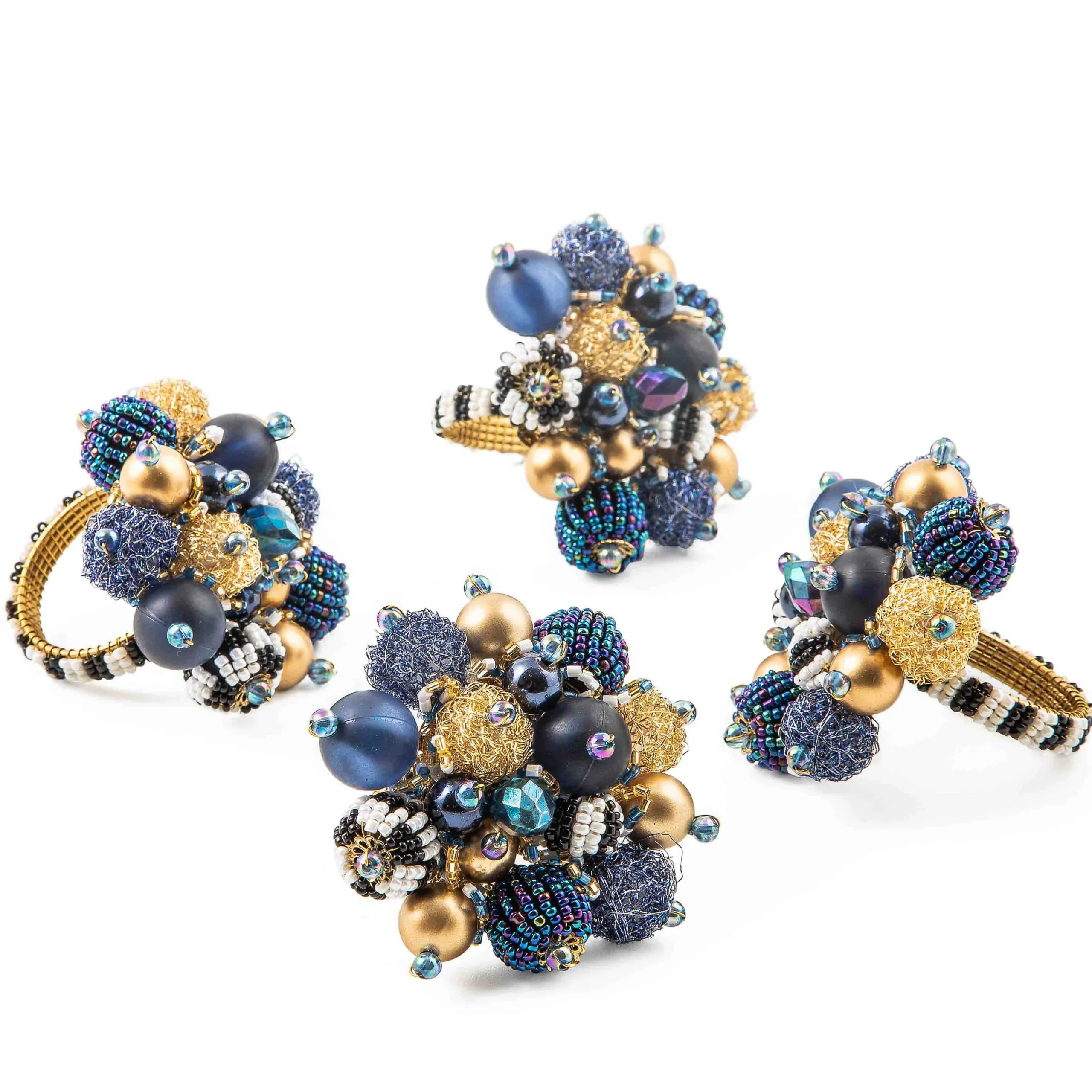 MacKenzie-Childs Holiday|Kitchen & Dining Sets<Starry Night Beaded Napkin Rings, Set of 4