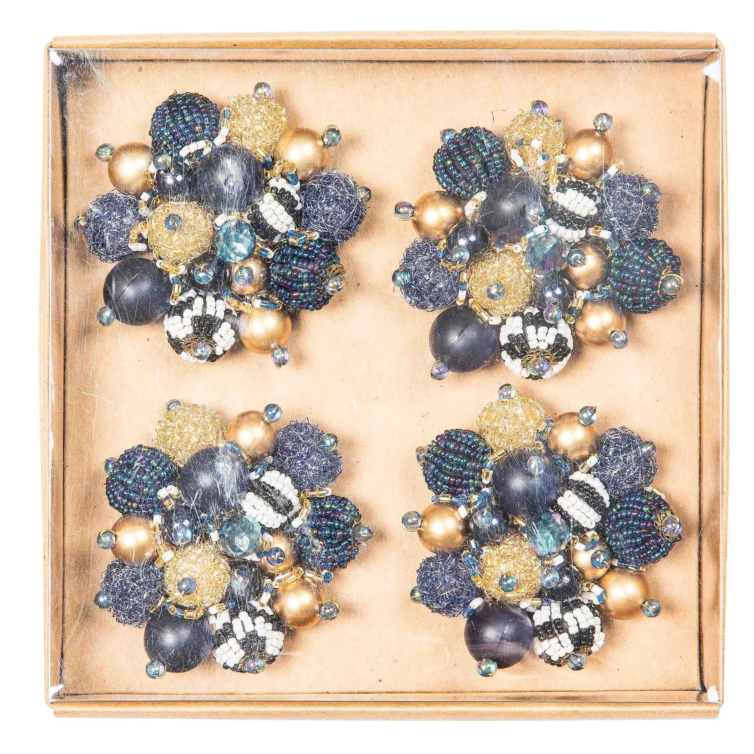 MacKenzie-Childs Holiday|Kitchen & Dining Sets<Starry Night Beaded Napkin Rings, Set of 4