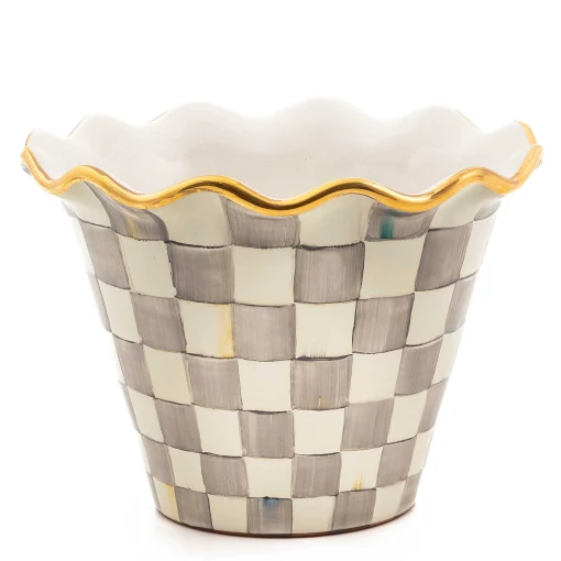 MacKenzie-Childs Spring|The Fall Shop<Sterling Check 8 Ceramic Garden Pot