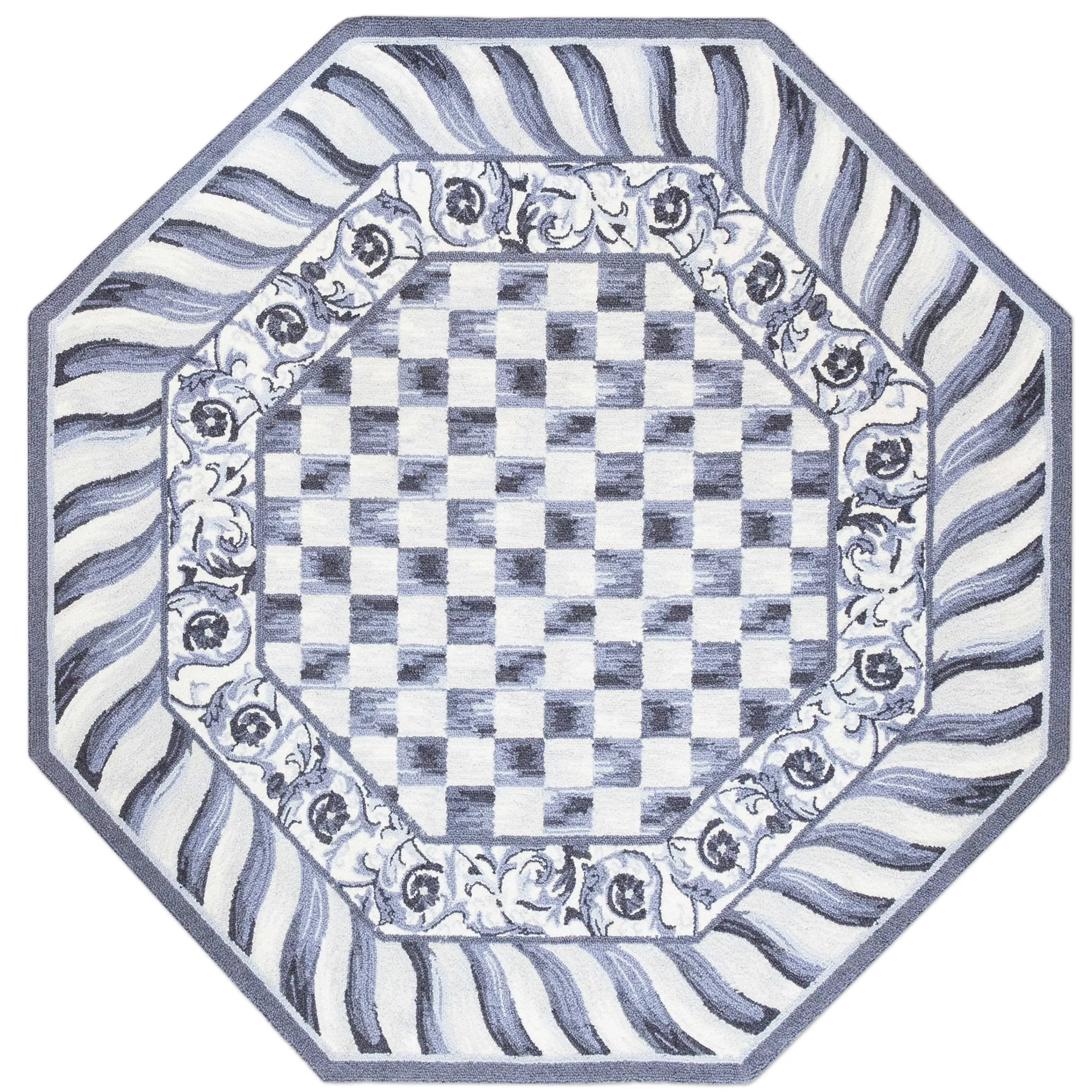 MacKenzie-Childs Rugs<Sterling Check 6' Octagon Rug