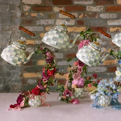 MacKenzie-Childs Fall Entertaining|Tea Kettles<Sterling Check 3 Quart Tea Kettle