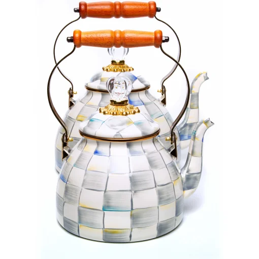 MacKenzie-Childs Fall Entertaining|Tea Kettles<Sterling Check 3 Quart Tea Kettle
