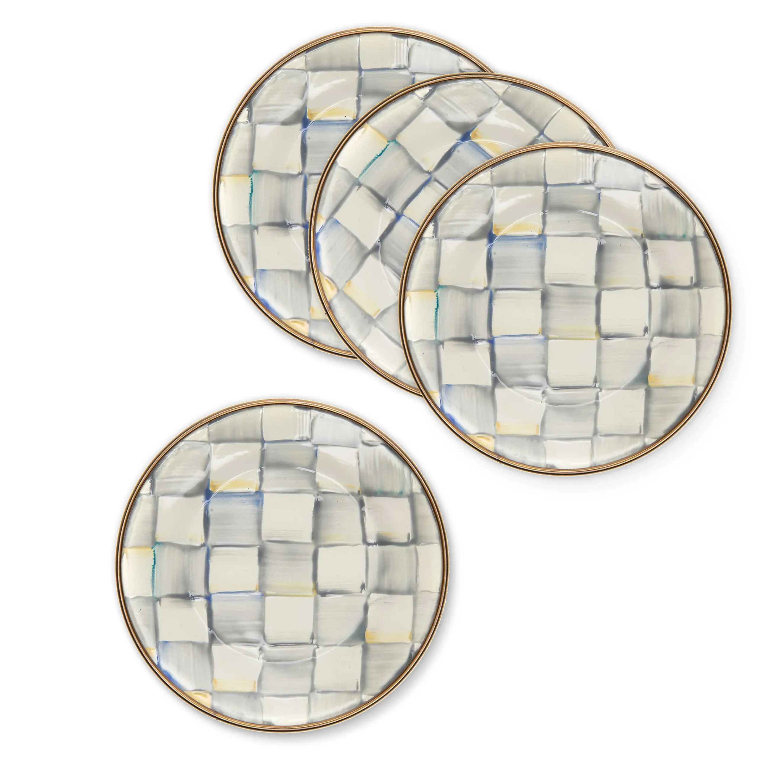 MacKenzie-Childs Bar Entertaining|Serveware<Sterling Check Appetizer Plates, Set of 4