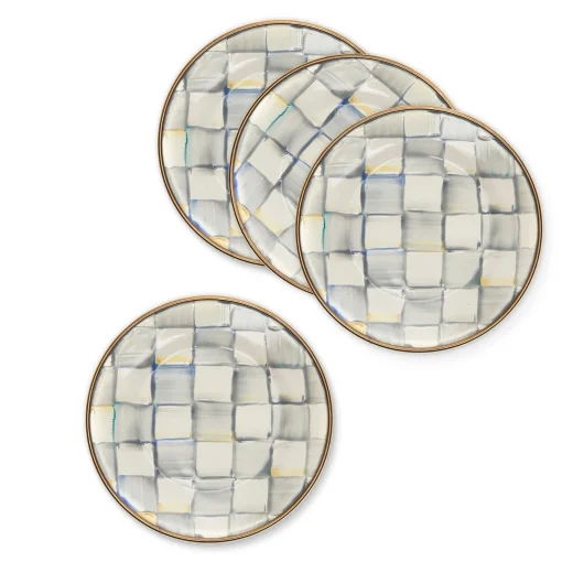MacKenzie-Childs Bar Entertaining|Serveware<Sterling Check Appetizer Plates, Set of 4