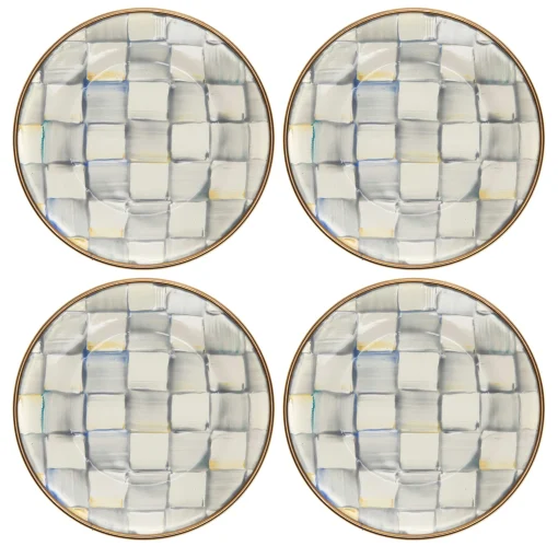 MacKenzie-Childs Bar Entertaining|Serveware<Sterling Check Appetizer Plates, Set of 4