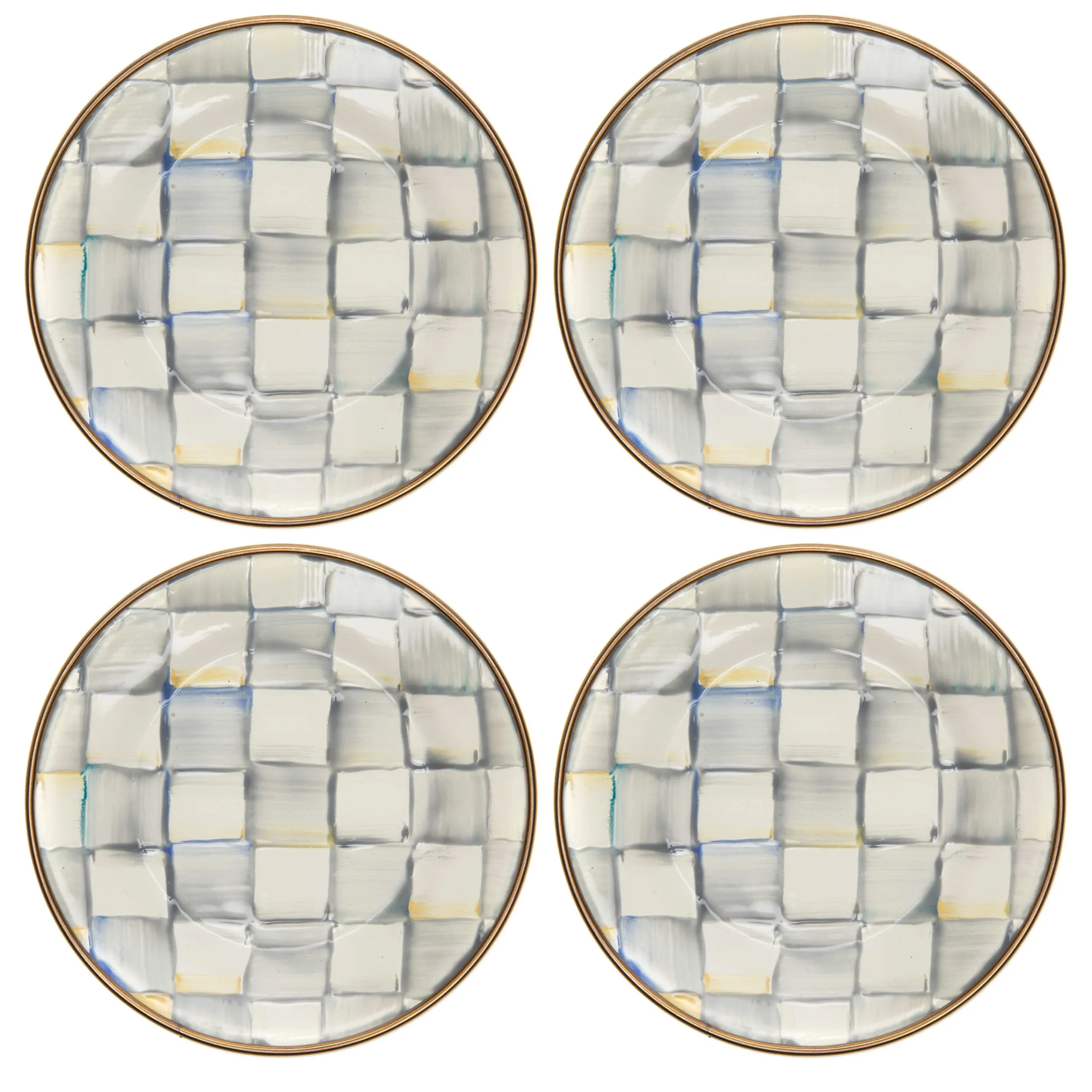 MacKenzie-Childs Bar Entertaining|Serveware<Sterling Check Appetizer Plates, Set of 4