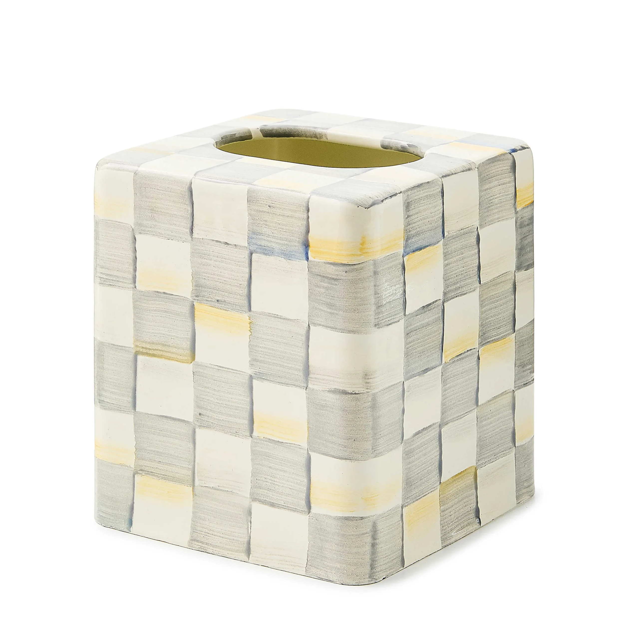 MacKenzie-Childs Bath & Bath Accessories|Room Accents<Sterling Check Boutique Tissue Box Cover