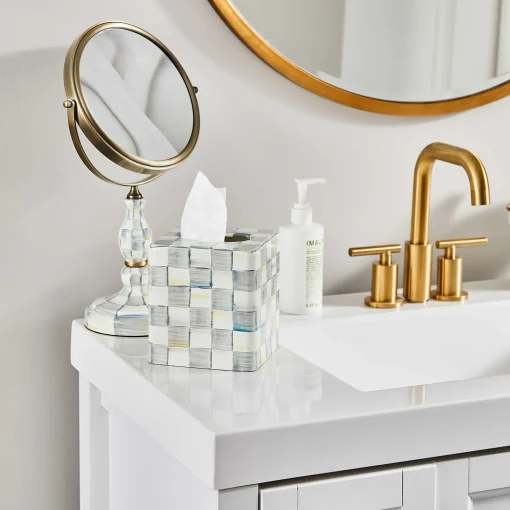 MacKenzie-Childs Bath & Bath Accessories|Room Accents<Sterling Check Boutique Tissue Box Cover