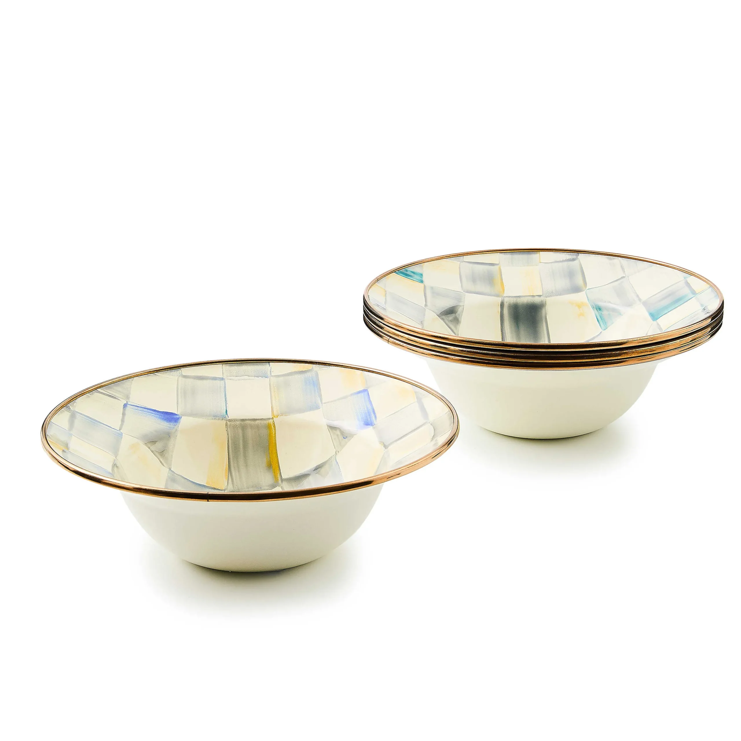 MacKenzie-Childs Kitchen & Dining Sets|Dinnerware & Flatware<Sterling Check Breakfast Bowls, Set of 4