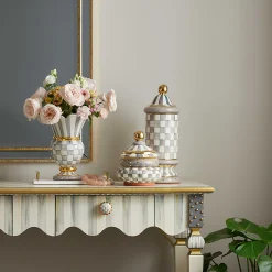 MacKenzie-Childs Kitchen Storage & Organization<Sterling Check Ceramic Column Canister