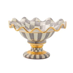 MacKenzie-Childs Serveware<Sterling Check Ceramic Compote