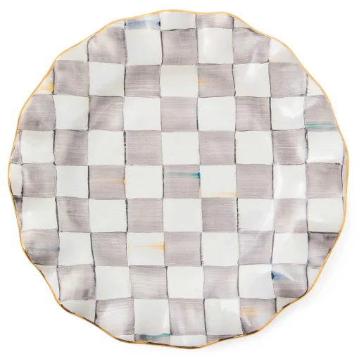 MacKenzie-Childs Dinnerware & Flatware<Sterling Check Ceramic Fluted Dinner Plate
