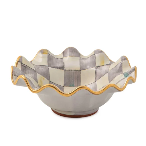 MacKenzie-Childs Dinnerware & Flatware<Sterling Check Ceramic Fluted Breakfast Bowl