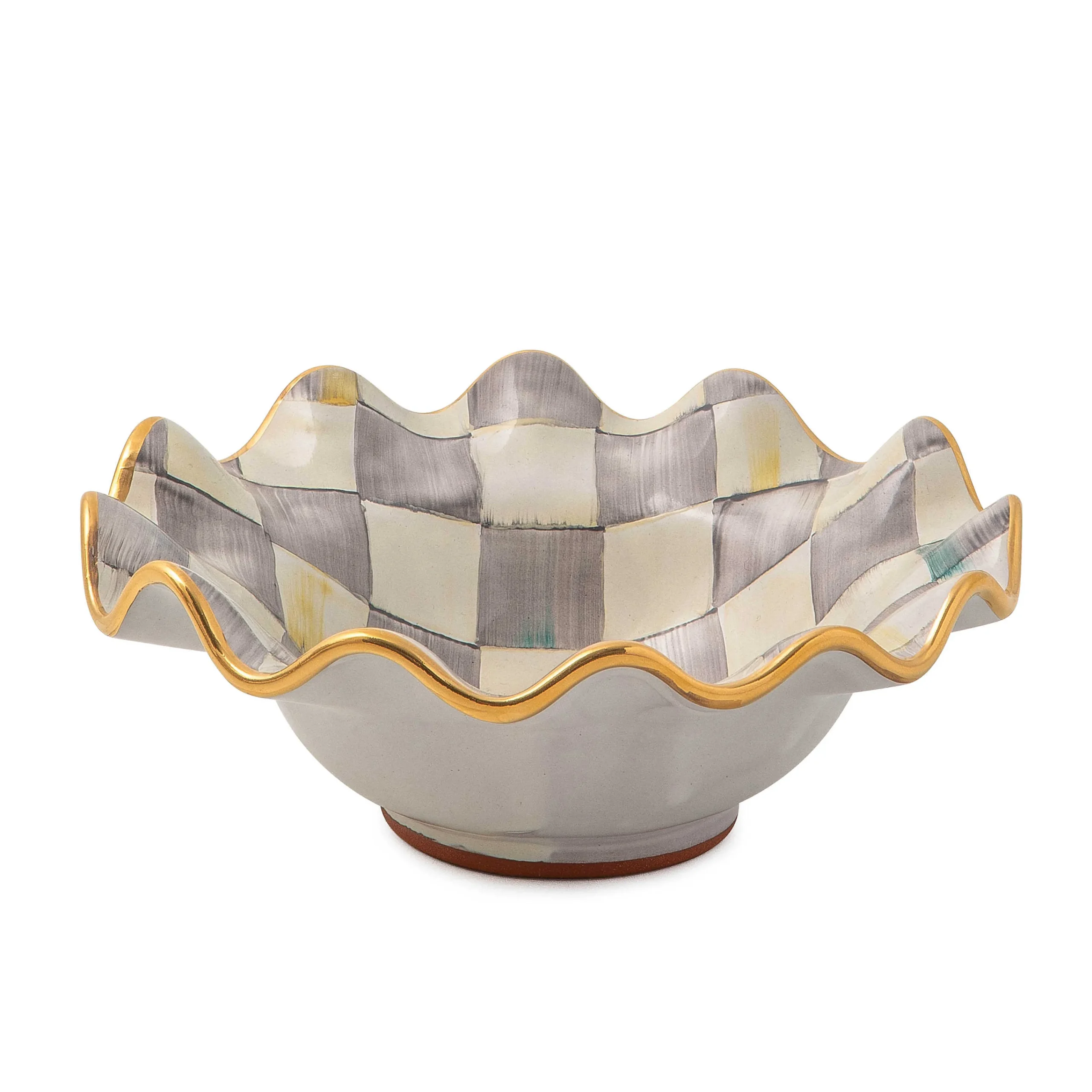 MacKenzie-Childs Dinnerware & Flatware<Sterling Check Ceramic Fluted Breakfast Bowl
