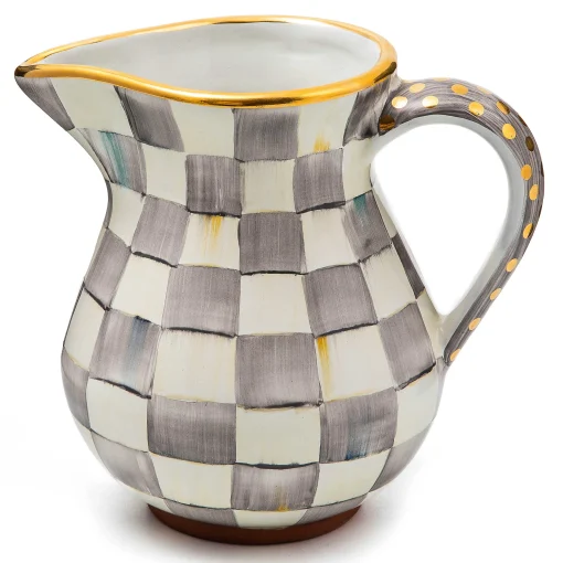 MacKenzie-Childs Bar Entertaining|Serveware<Sterling Check Ceramic Portly Pitcher