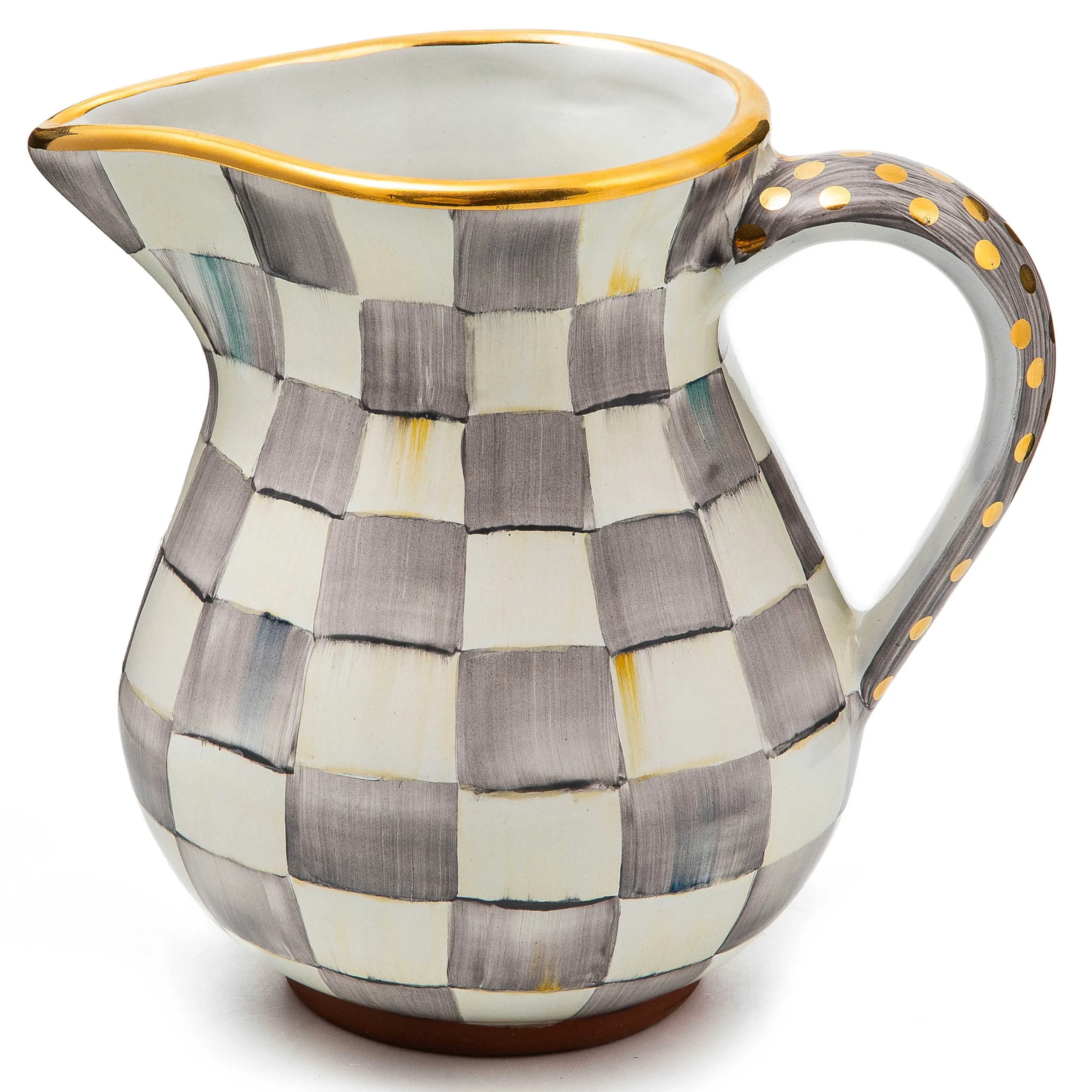MacKenzie-Childs Bar Entertaining|Serveware<Sterling Check Ceramic Portly Pitcher