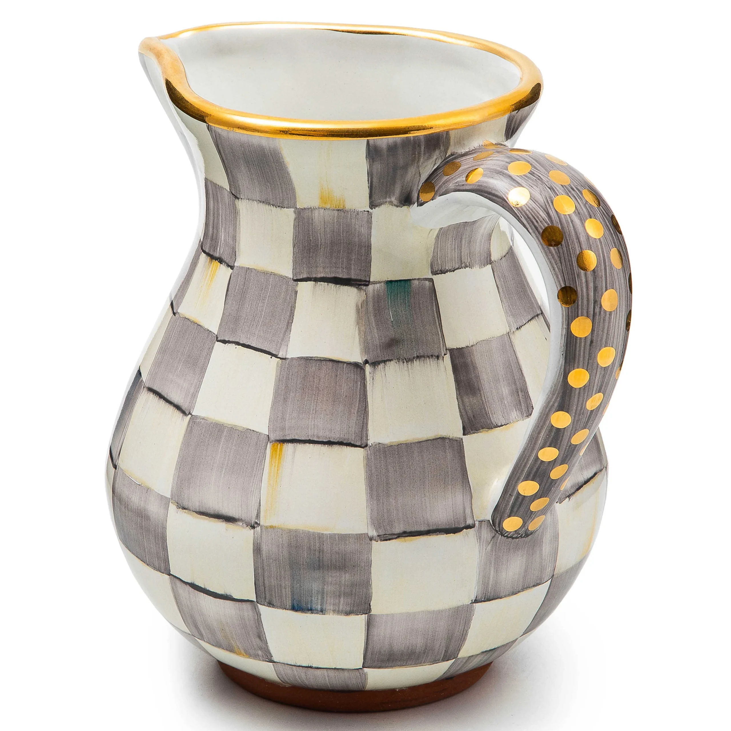 MacKenzie-Childs Bar Entertaining|Serveware<Sterling Check Ceramic Portly Pitcher