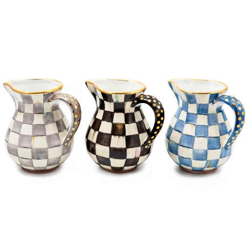 MacKenzie-Childs Bar Entertaining|Serveware<Sterling Check Ceramic Portly Pitcher