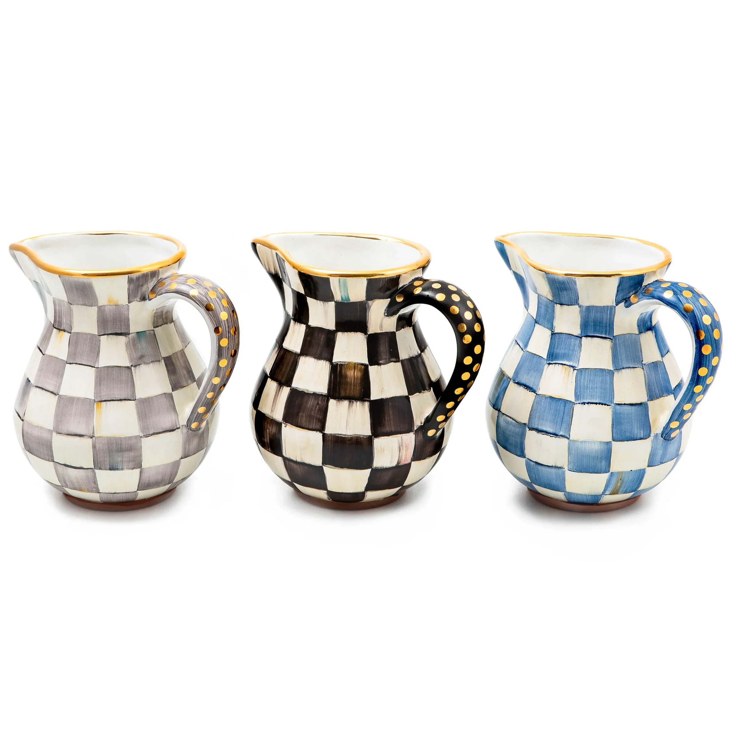 MacKenzie-Childs Bar Entertaining|Serveware<Sterling Check Ceramic Portly Pitcher