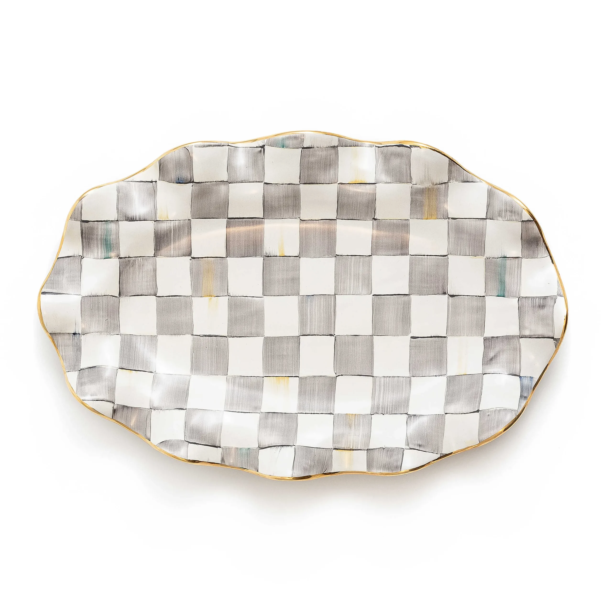 MacKenzie-Childs Serveware<Sterling Check Ceramic Serving Platter