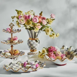 MacKenzie-Childs Serveware<Sterling Check Ceramic Serving Platter